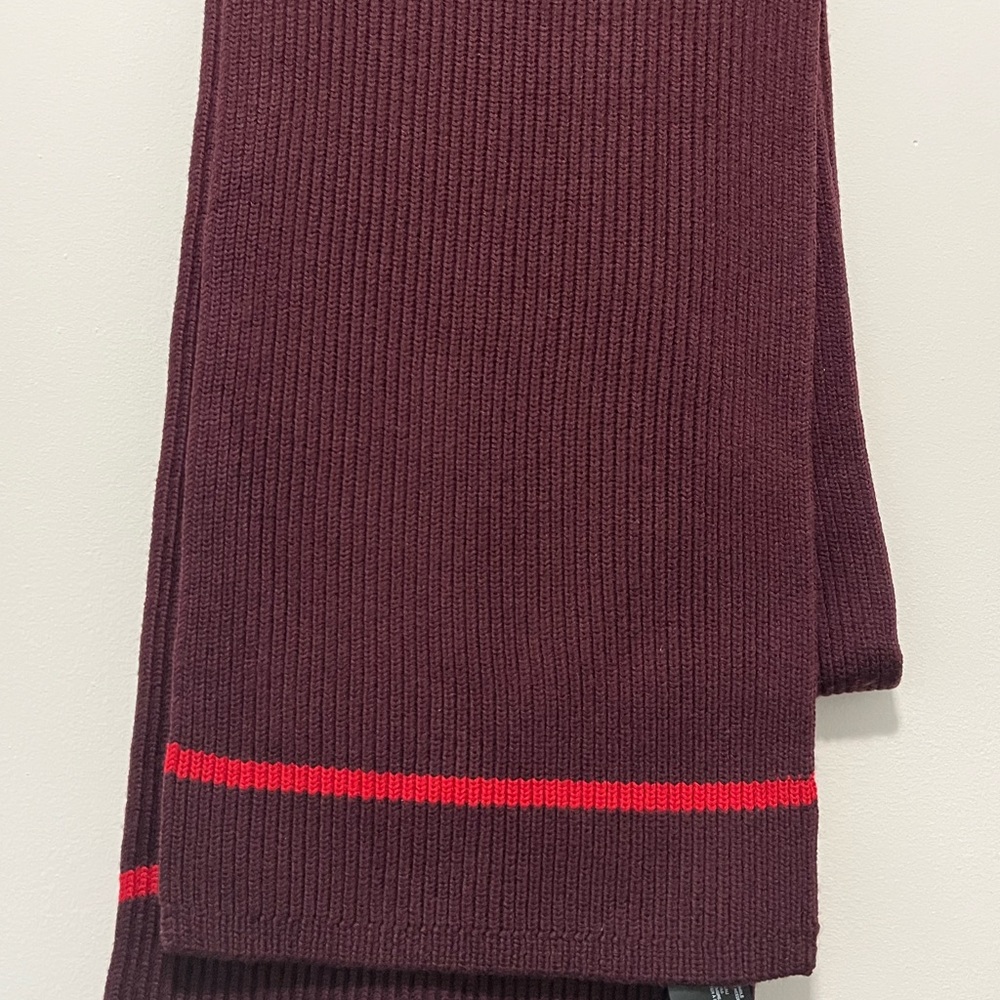 Theory Wendel Ribbed Wool Stripe Trim Scarf